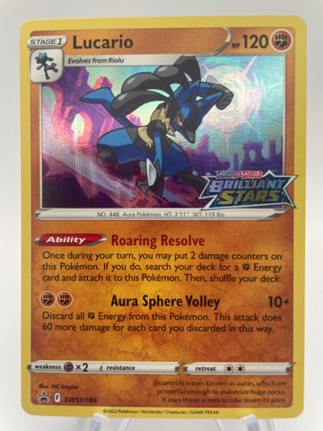 Lucario SWSH186 Brilliant Stars Pre Release STAMPED