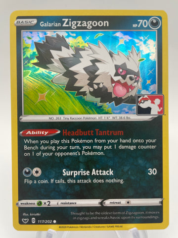 Galarian Zigzagoon Holo 117/202 Pokemon Play Stamped