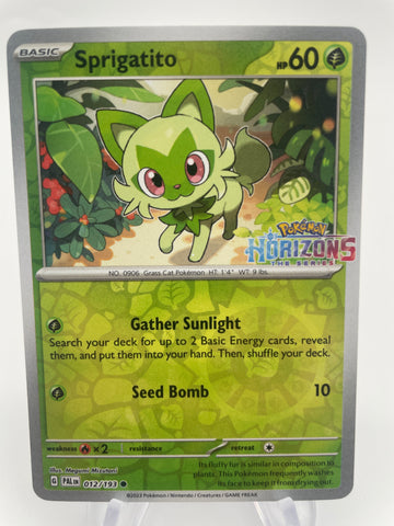 Sprigatito PALen 012/193 Reverse Holo with Pokemon Horizons Stamp