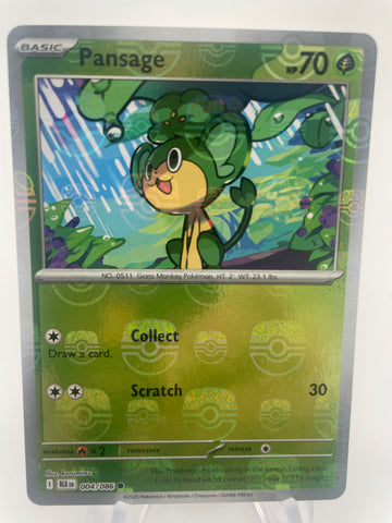 Pansage BLKen 004/086 Reverse Holo RH Master Ball