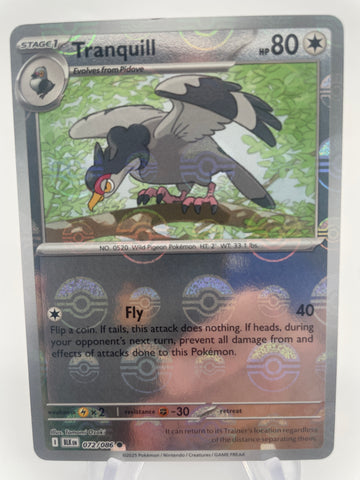 Tranquill BLKen 072/086 Reverse Holo RH Poke Ball