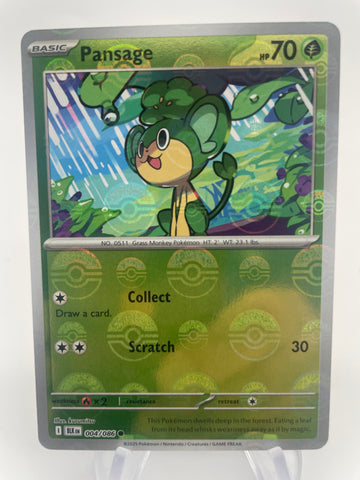 Pansage BLKen 004/086 Reverse Holo RH Poke Ball