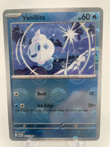 Vanillite WHTen 027/086 Reverse Holo RH Pokeball