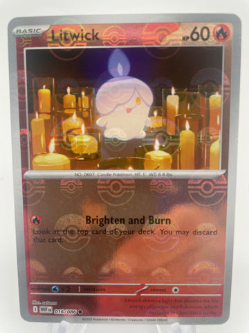 Litwick WHTen 016/086 Reverse Holo RH Pokeball