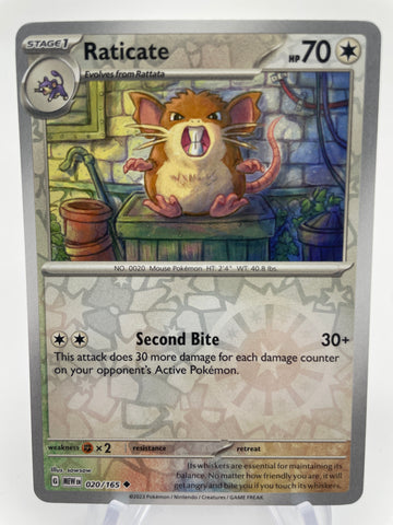Raticate MEWen 020/165 RH Reverse Holo