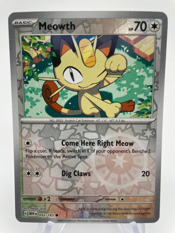 Meowth MEWen 052/165 RH Reverse Holo